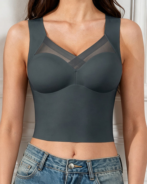 Tank Top Mesh-Splicing Eingebauter Bh