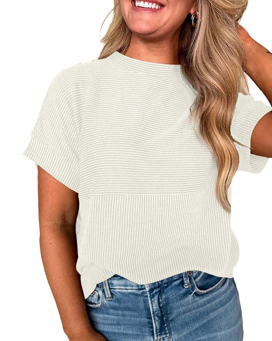 T-Shirt Gestreift Kurzarm Rundhals