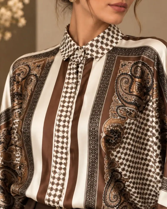 Bluse Print Lässig Langarm