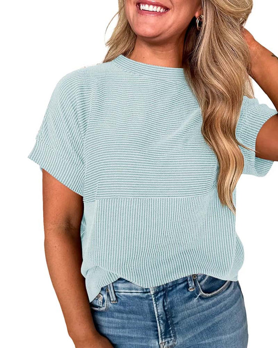 T-Shirt Gestreift Kurzarm Rundhals