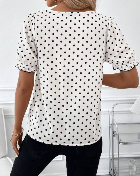Bluse Gepunktet Schleife Casual