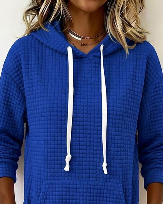 Kleid Waffel Kapuze Sweatshirt