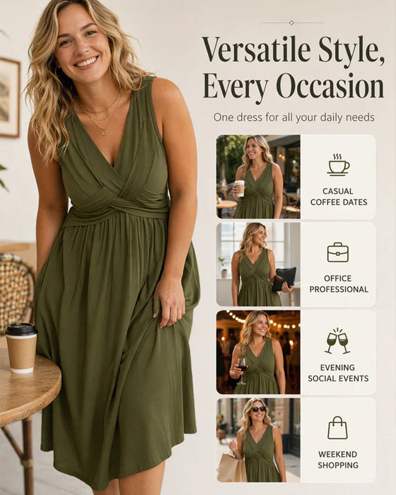 Kleid Einfarbig Tasche Twist Tanktop
