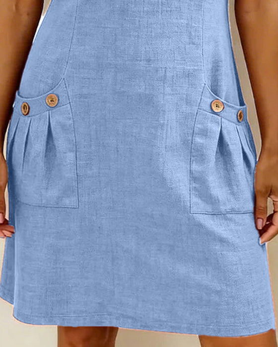 Kleid Reißverschluss Tasche Baumwolle Leinen