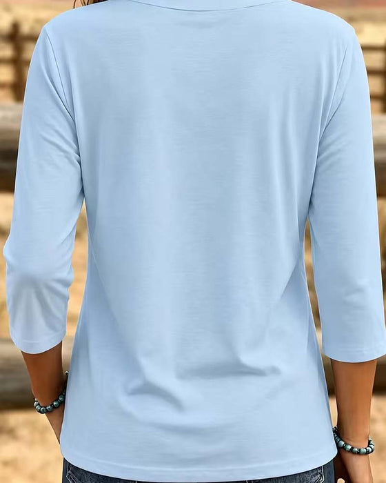 Oberteil Crew Neck Patchwork Asymmetrischer Saum