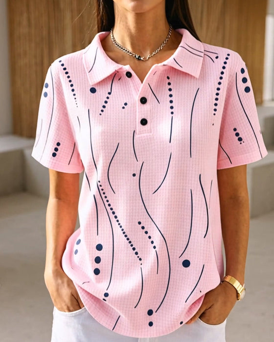 Bluse Polo Kragen Linie Knopf