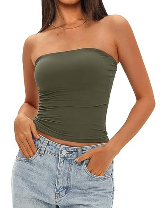 Tank Top Trägerlos Kurz Enganliegend