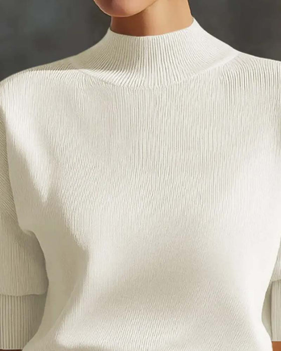 Pullover Halbrollkragen Puffärmel