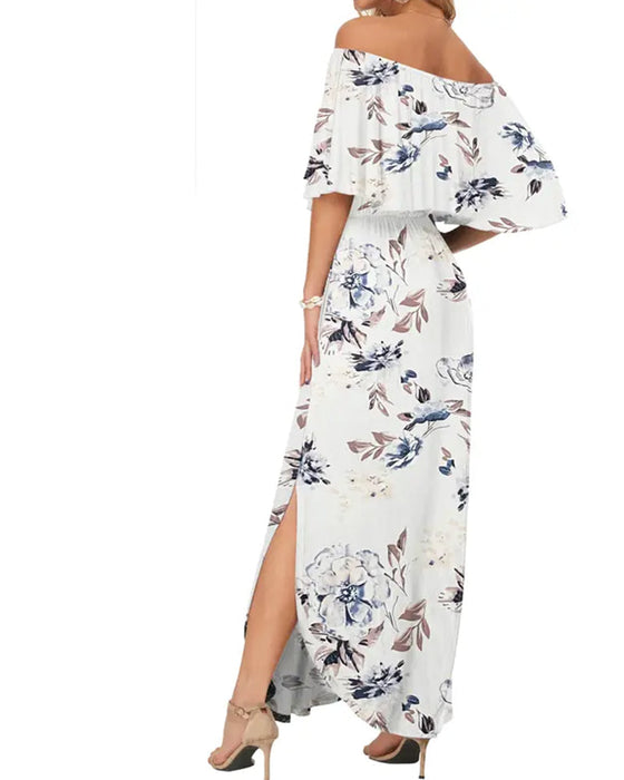 Kleid Elegant Tintenwäsche Blumen Maxi