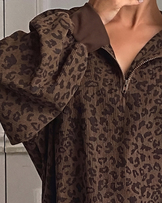 Sweatshirt Leopardenmuster Langarm
