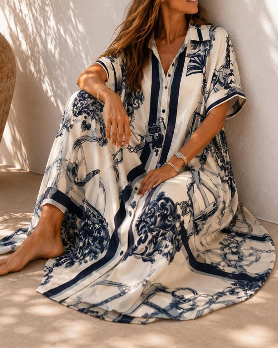 Kleid Vintage Schnörkel Revers Hemd