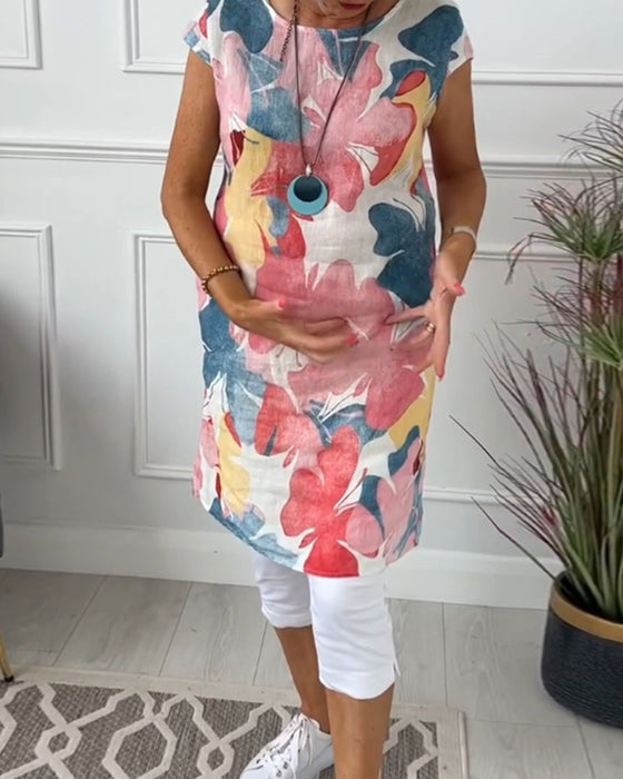 Lässiges Longtop mit farbenfrohem Blumenprint