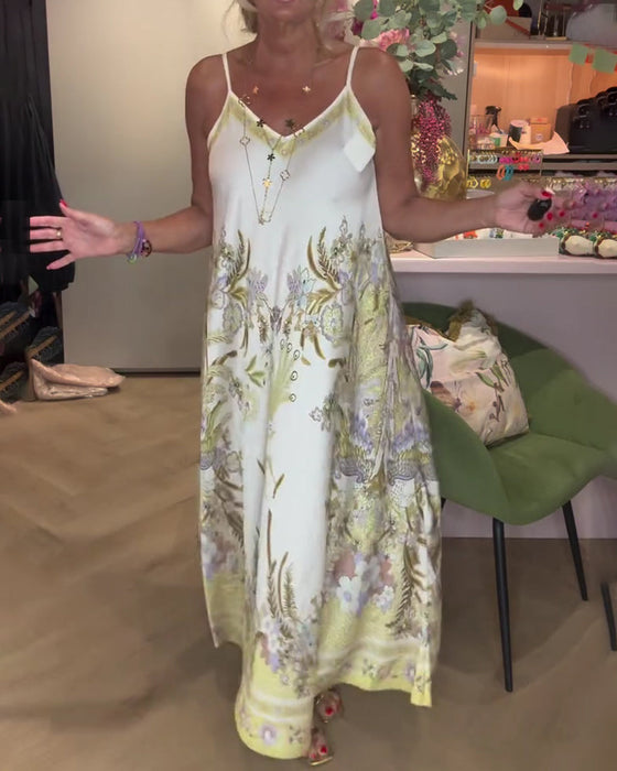 Kleid Camisole V-Ausschnitt Platzierung Print