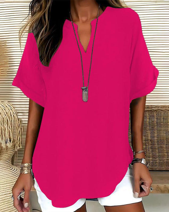Bluse Lockere Einfarbige Damenfreizeitliche
