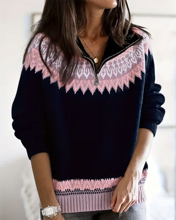 Pullover Reißverschluss Lässig Langarm