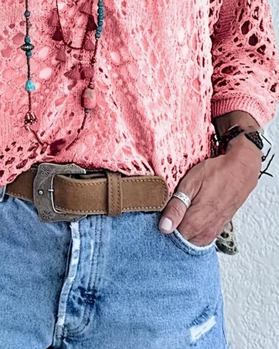 Pullover Rautenmuster Lochmuster Locker