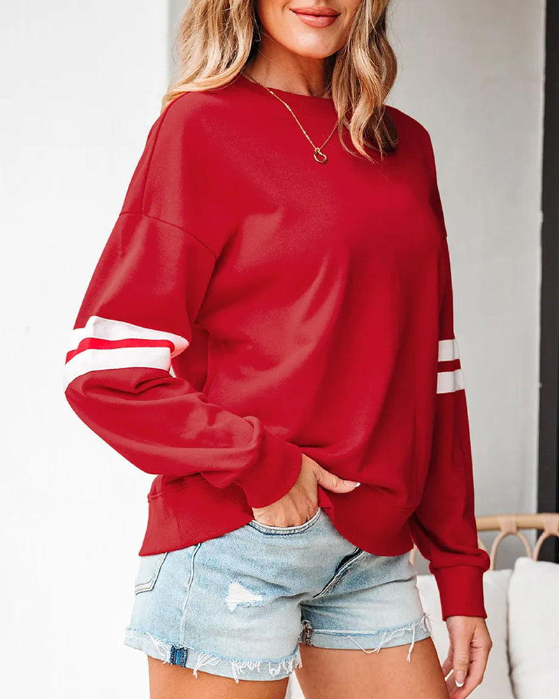 Color-Block Langarm Rundhals-Sweatshirt