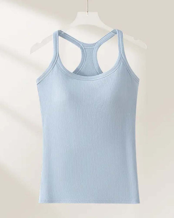 Tanktop Eingebauter Bh Gerippt Einfarbig