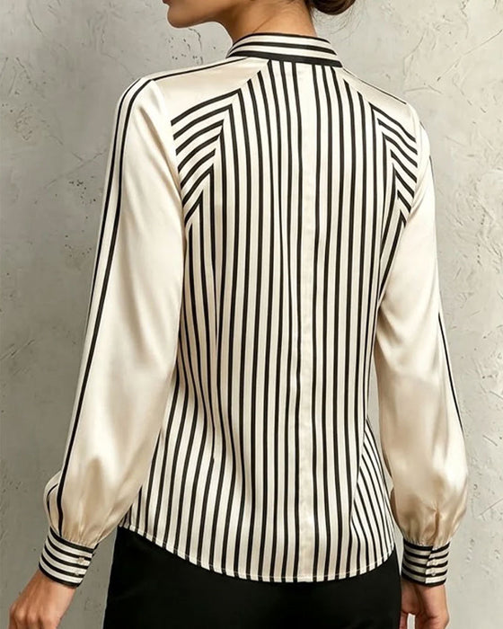 Bluse Gestreift Trendy Langarm