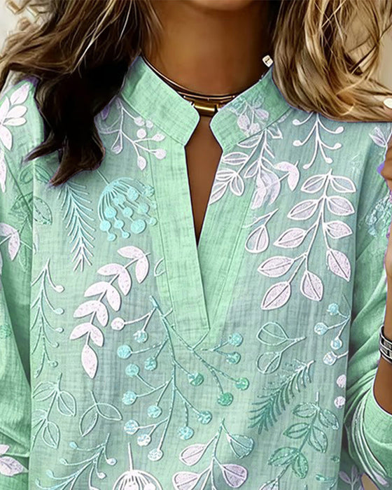 Bluse Mit Blumenmuster Und Stehkragen