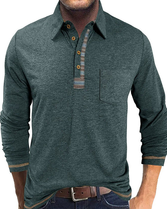 Bluse Herren Knopf Revers Polo