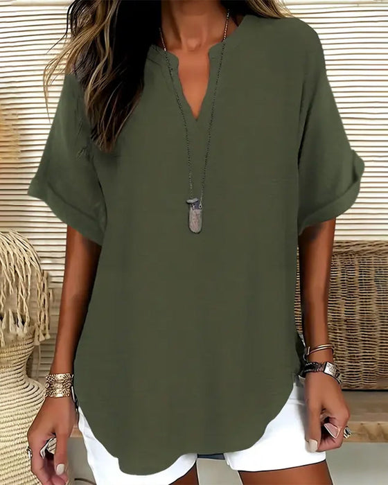 Bluse Lockere Einfarbige Damenfreizeitliche