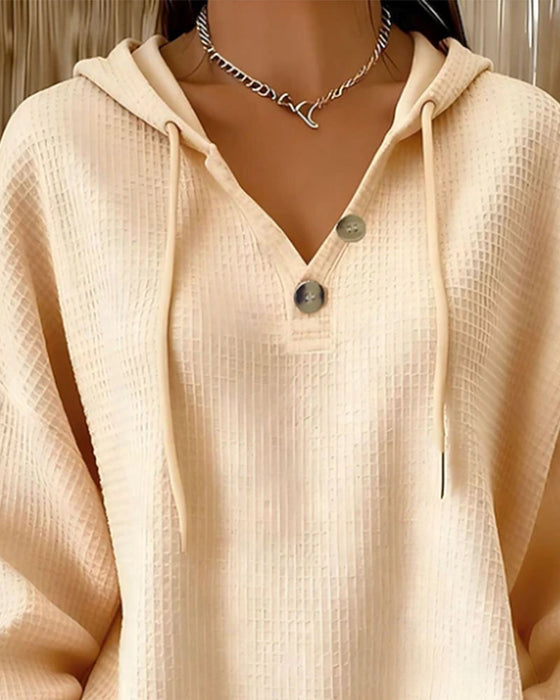 Sweatshirt Lässig Einfarbig Mit Kordelzug