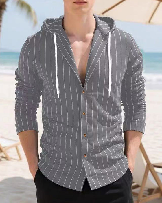 Hemd Herren Gestreift Hoodie