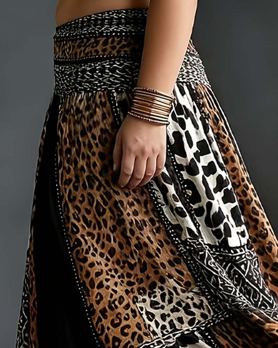 Rock Patchwork Leopardenmuster Ausgestellt