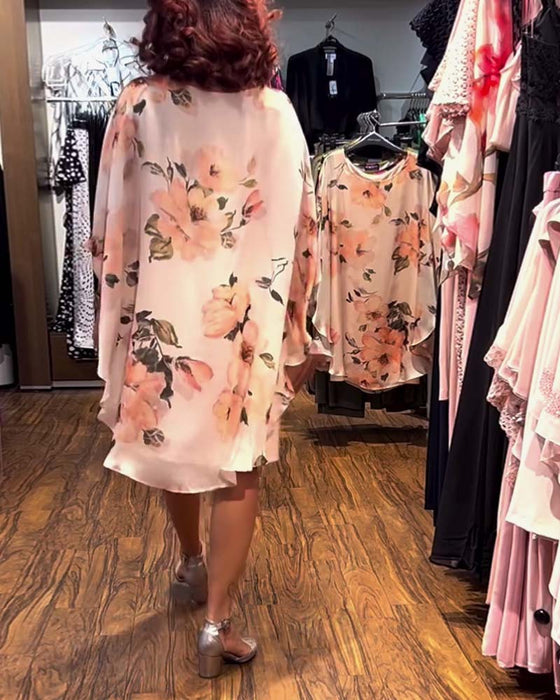 Kleid Bedruckt Fledermausärmel