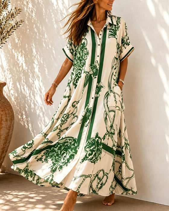 Kleid Vintage Schnörkel Revers Hemd