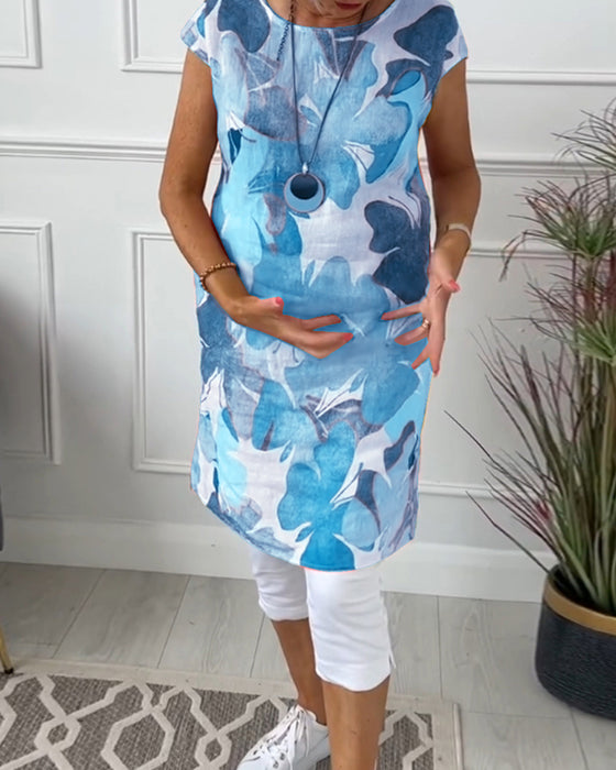 Lässiges Longtop mit farbenfrohem Blumenprint