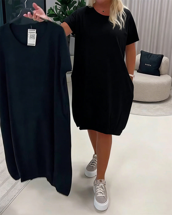 Kleid Kurzarm Rundhals Loose-Fit