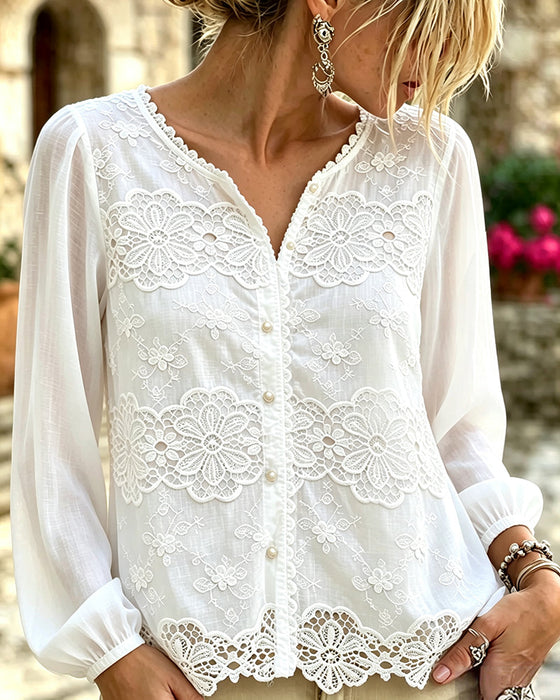 Bluse Ausschnitt Spitze Trim
