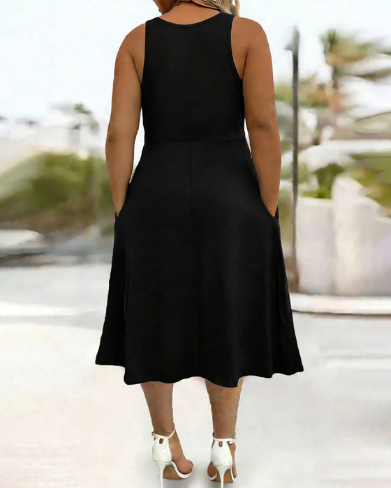 Kleid Einfarbig Tasche Twist Tanktop