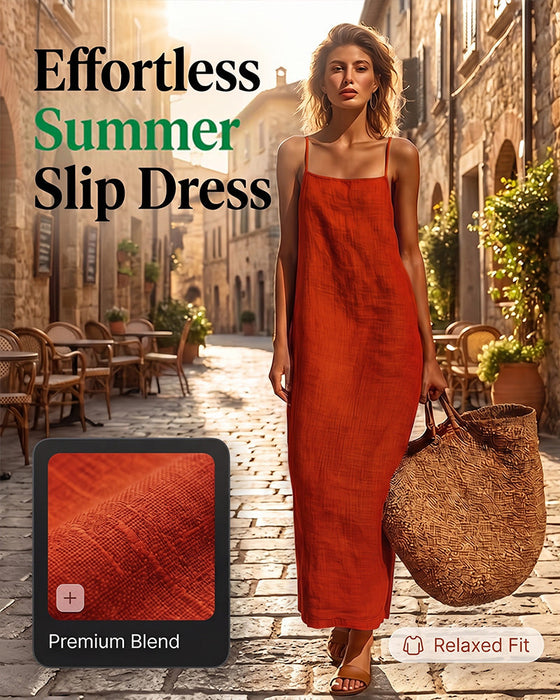 Kleid Einfarbig Spaghettiträger Maxi