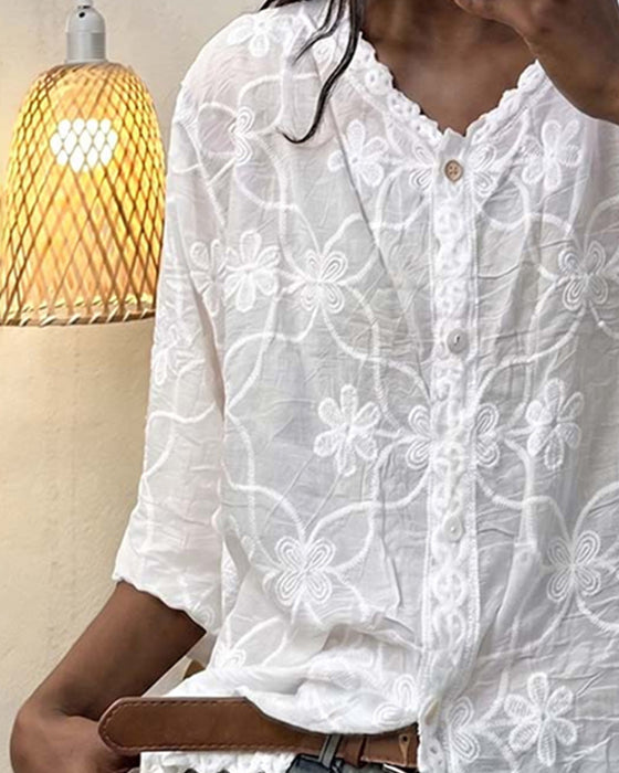 Bluse  Spitze Dreiviertel Ärmel