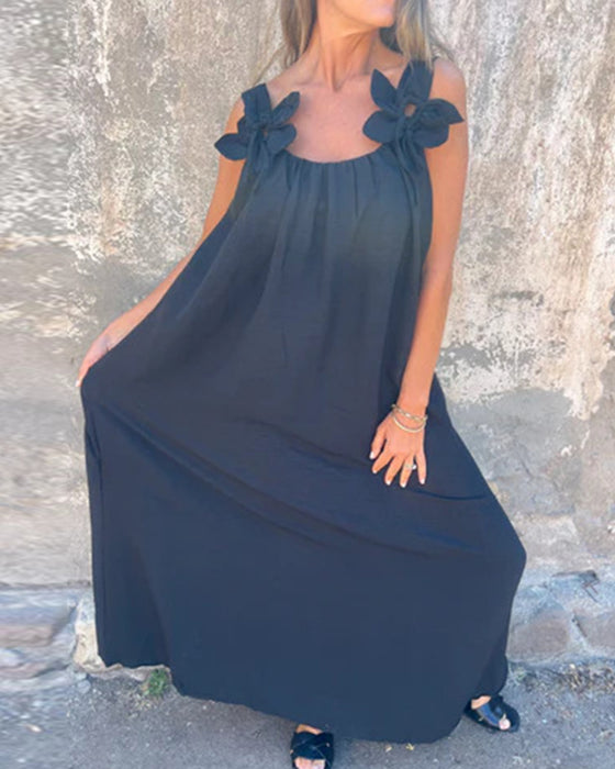 Kleid Ärmellos Einfarbig Modisch Lang