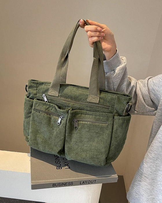 Einfarbige Cordtasche