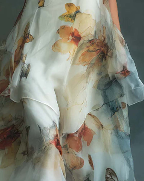 Kleid Ärmellos Schmetterling Print