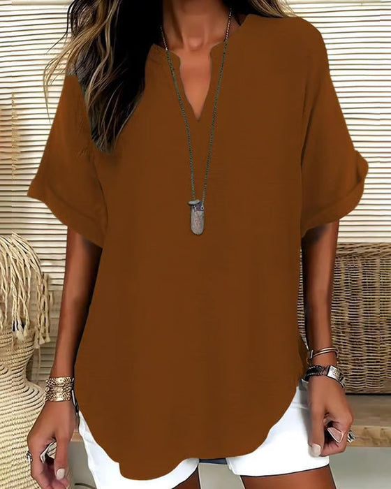 Bluse Lockere Einfarbige Damenfreizeitliche