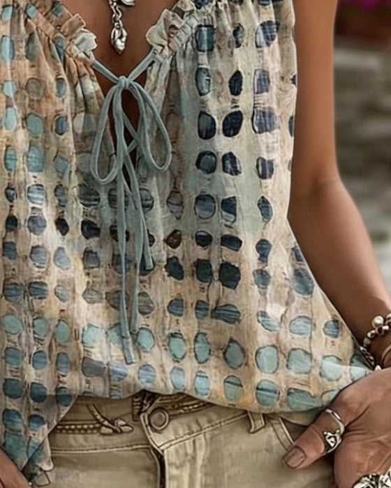 Tank Tops Polka Dot Print Rüsche
