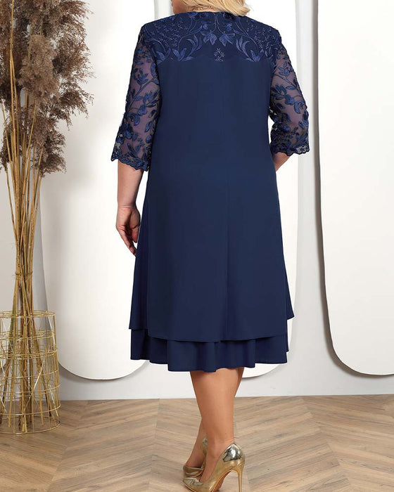Kleid lässig locker bestickter Chiffon