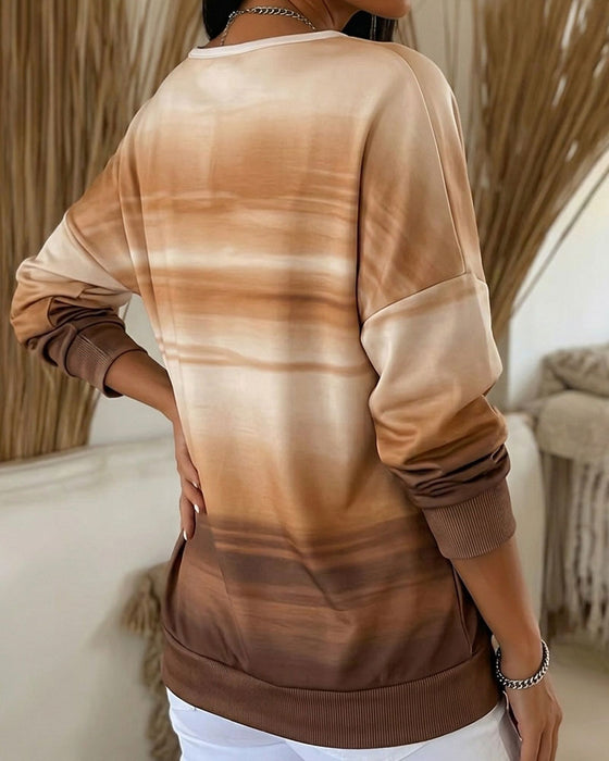 Sweatshirts V-Ausschnitt Langarm Ombre