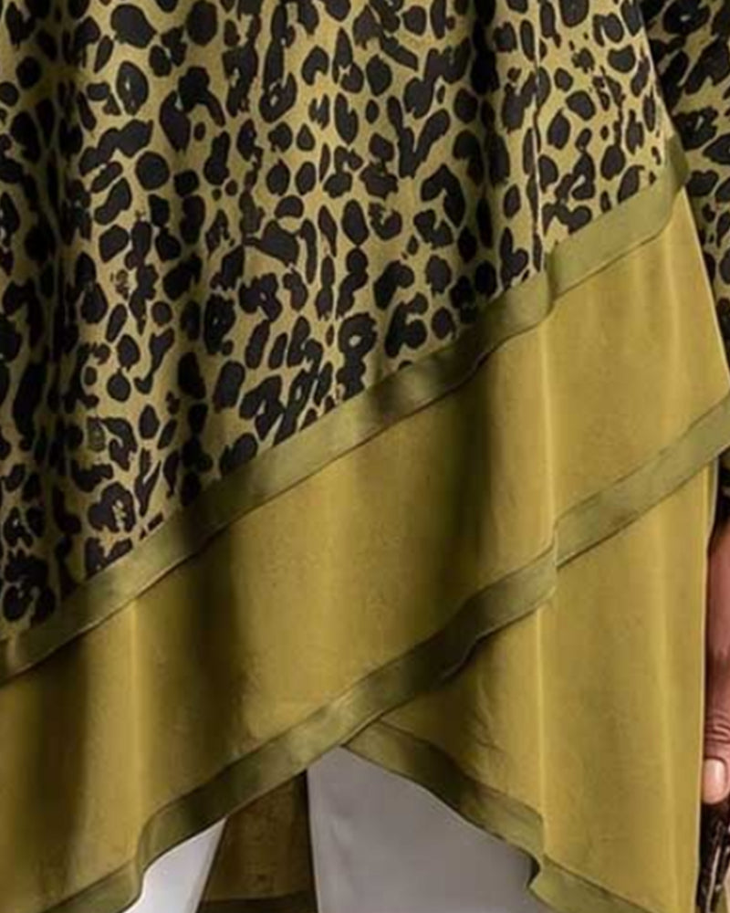 Leopardenmuster-Oberteil Mit Asymmetrischem Saum