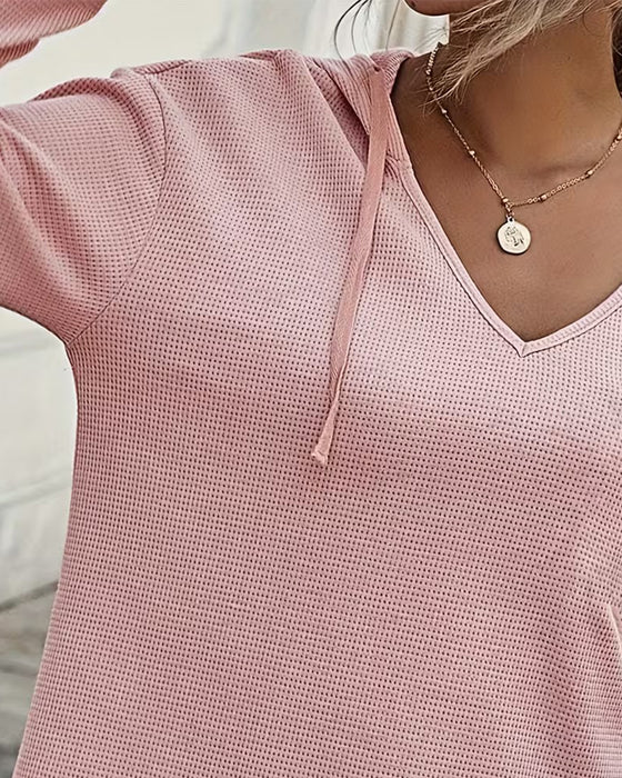 Bluse V-Ausschnitt Hoodie Unregelmäßig