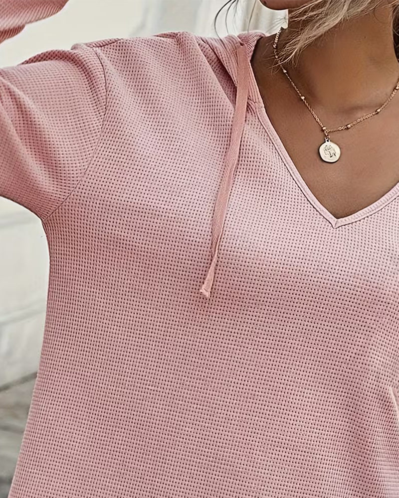 Bluse V-Ausschnitt Hoodie Unregelmäßig