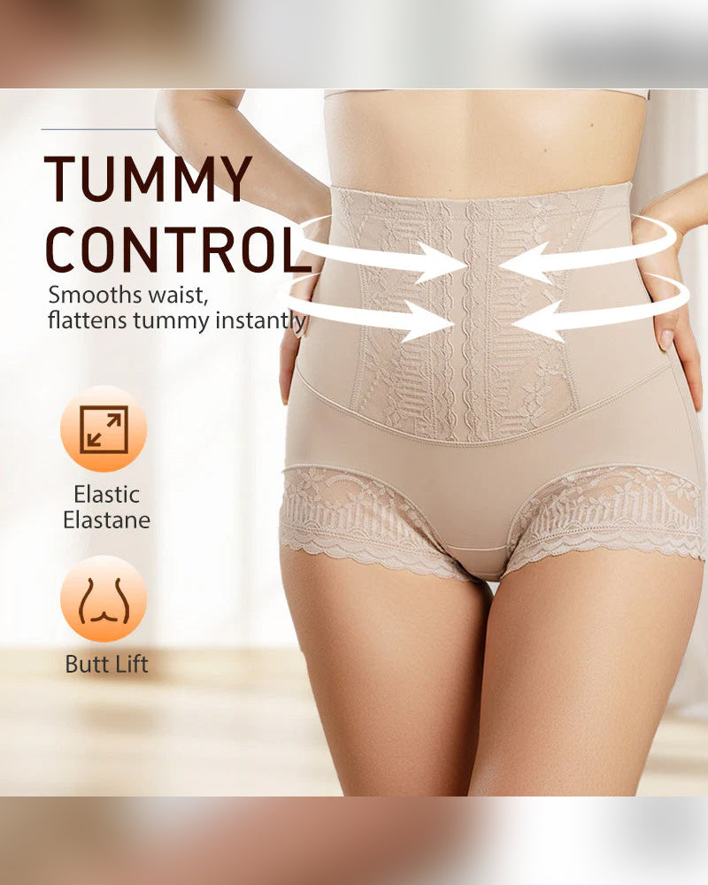 Damen-Hochtaillierte Spitzenhöschen Die Den Bauch Straffen Und Das Gesäß Anheben