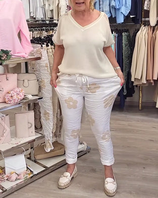 Hose lässig Print Kordelzug