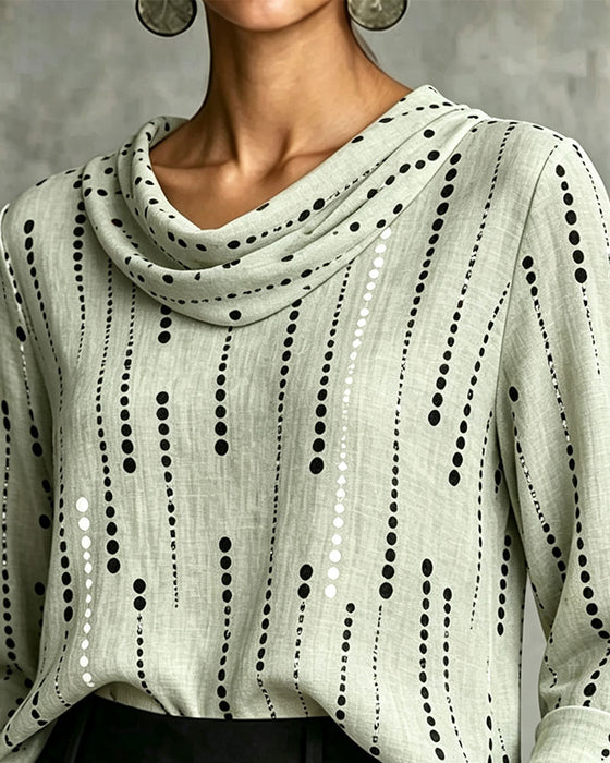 Bluse Cowl Neck Stilvoll Ellenbogenlang Ärmel